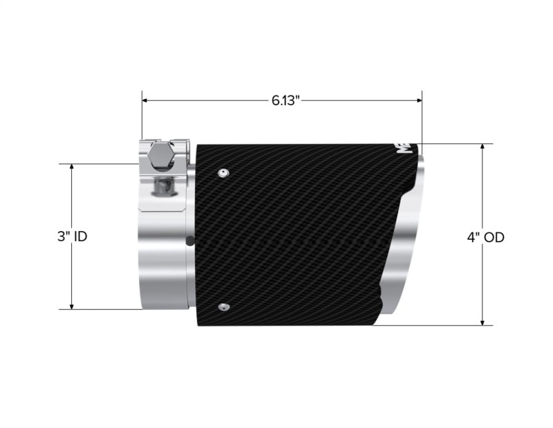 MBRP Universal Carbon Fiber Tip 3in ID / 4in OD Out / 6.13in Length Angle Cut Dual Wall