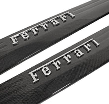 Load image into Gallery viewer, Carbon Fiber Door Sills with CHROME Raised Ferrari Script - Ferrari 458 Italia/Spider