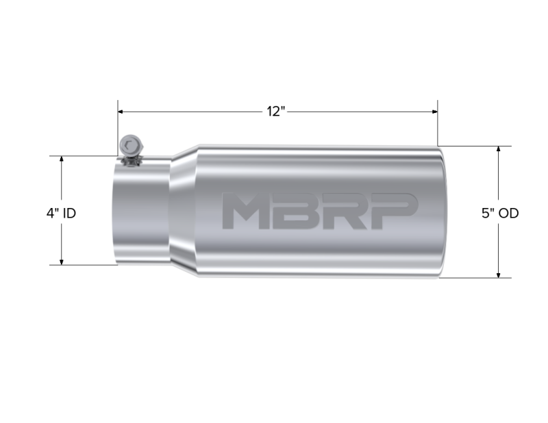 MBRP Universal Tip 5 O.D. Rolled Straight 4 inlet 12 length