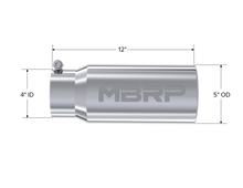 Load image into Gallery viewer, MBRP Universal Tip 5 O.D. Rolled Straight 4 inlet 12 length