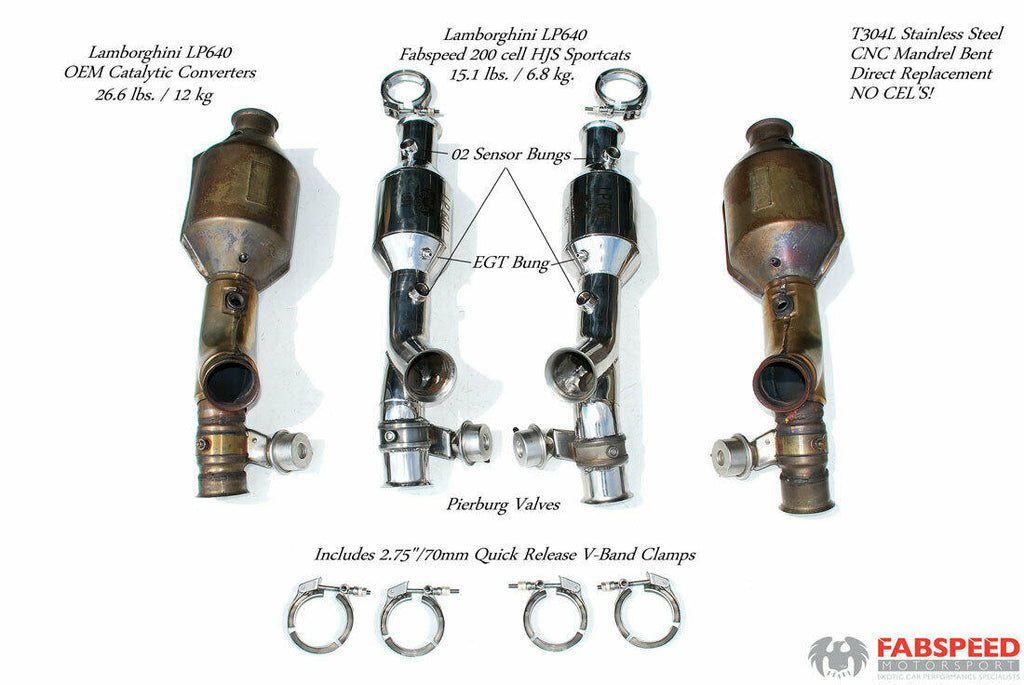 Fabspeed Lamborghini Murcielago Primary Sport Catalytic Converters (2001-2010)